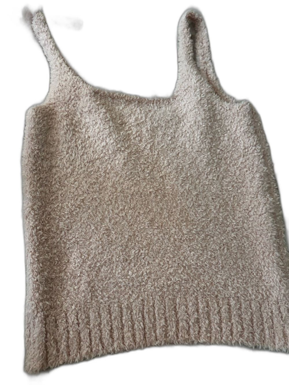 SKIMS Cozy Knit Bouclé Tank Top Soft Pink Sleeveless Sweater Camisole L/XL NWT